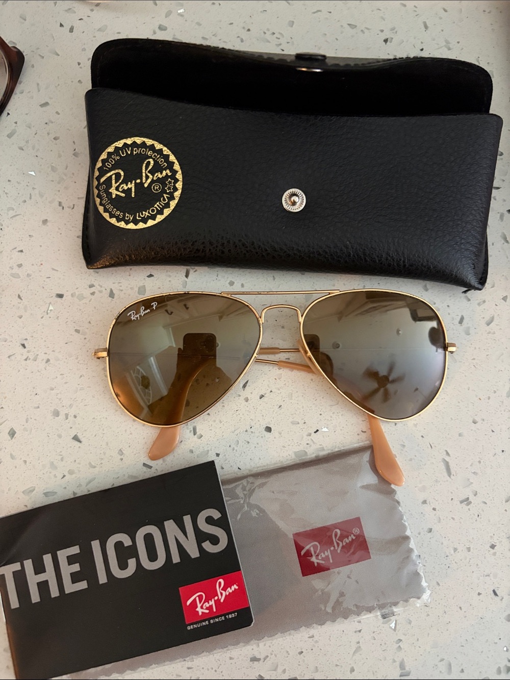Ray-Ban Gold Frame Brown Gradient Aviator Sunglasses 112/M2 55014 Youth